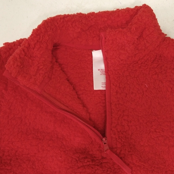 NEW! Kids' (Unisex) Faux Shearling Half Zip-Up Pullover, Red - Wondershop - Picture 3 of 8